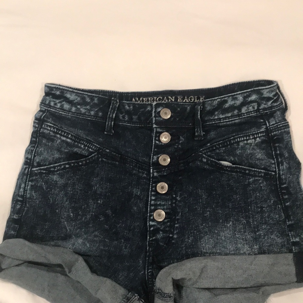 Acid wash denim shorts